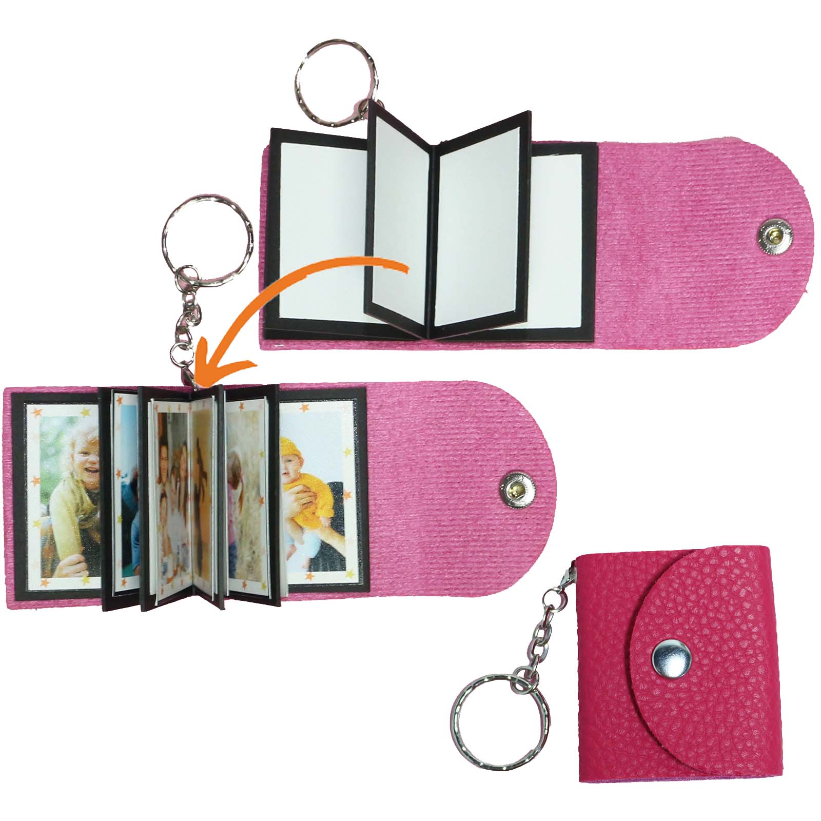 Mini Photo Keychain, DIY Small Custom Leather Memory Photo, Picture Keychains Personalized Album for Family, Boyfriend, Couples, Dog, Friends - uniqicon