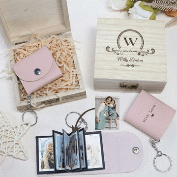 Personalized Mini Photo Keychain,Picture Keychains(Light pink) Personalized Album, Mini Cute Key Ring Keychain with Picture Book for Family, Boyfriend, Couples, Dog, Friends - uniqicon