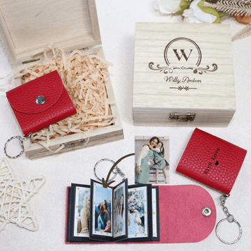 Personalized Mini Photo Keychain,Picture Keychains(Red) Personalized Album, Mini Cute Key Ring Keychain with Picture Book for Family, Boyfriend, Couples, Dog, Friends - uniqicon