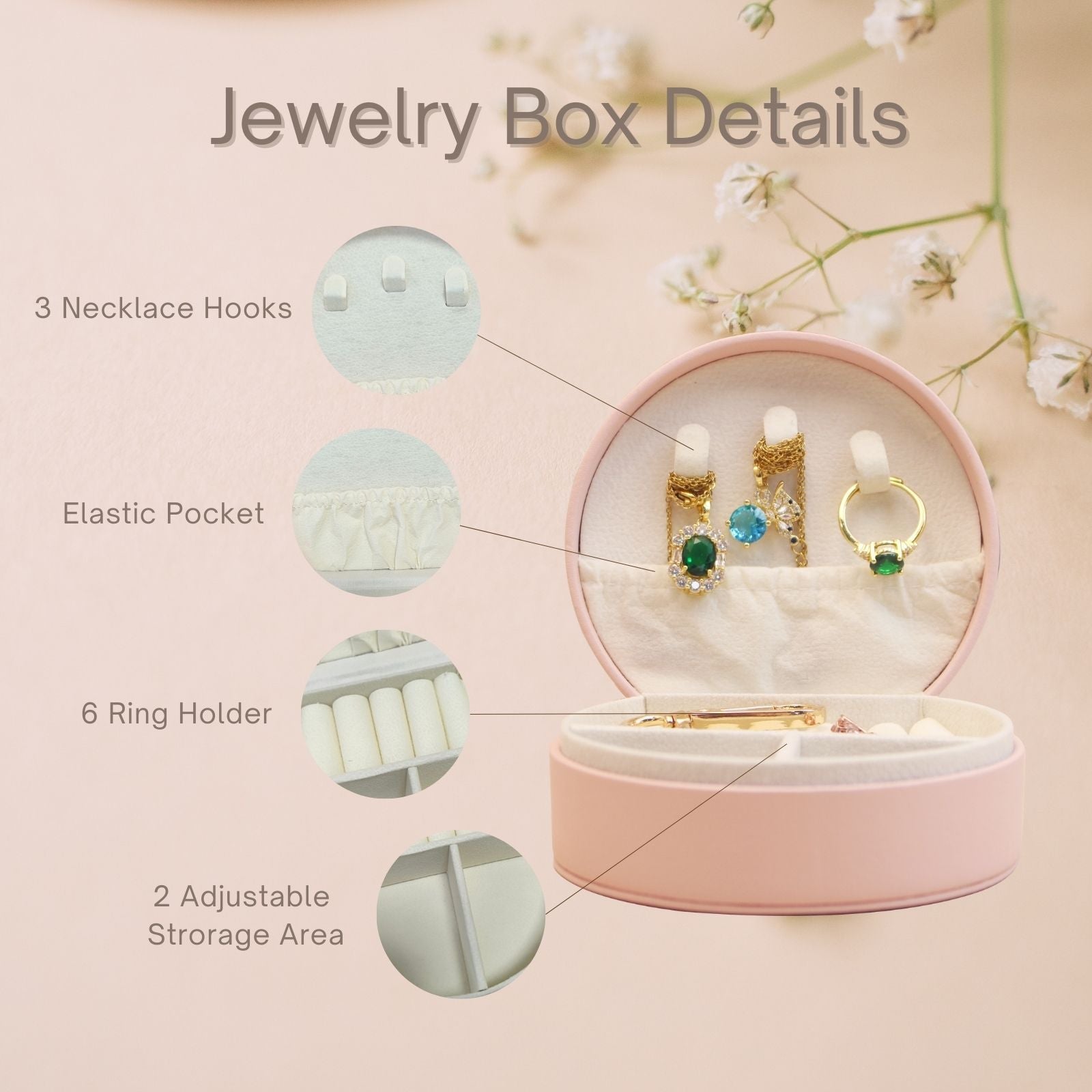 Small Jewellery Box,Travel Small Organiser Gift,Holiday Essentials Presents - uniqicon