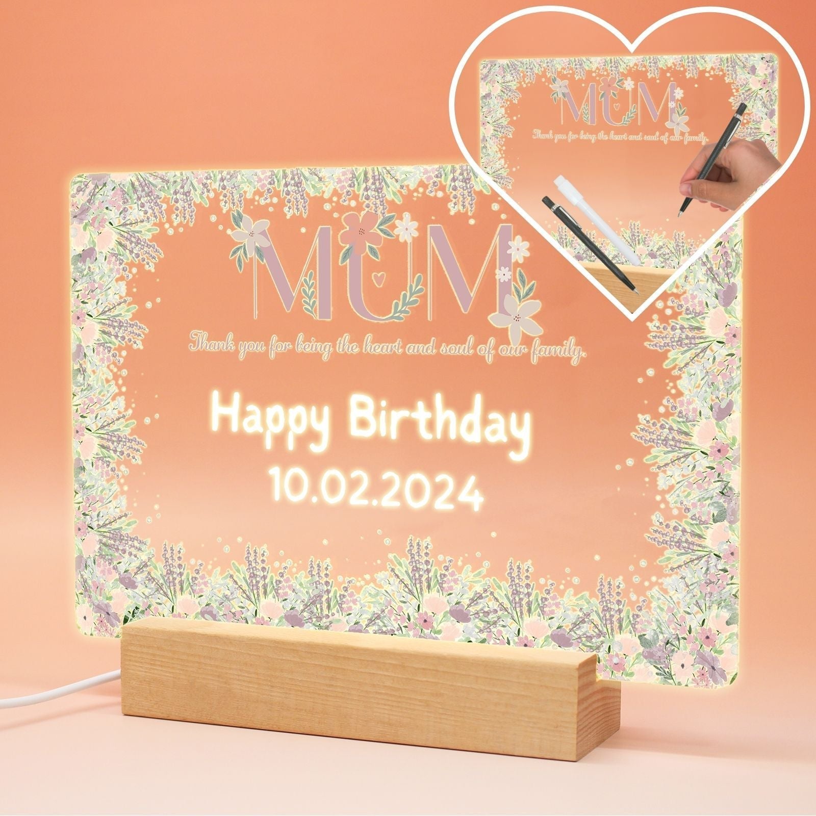 uniqicon mom gifts from daughters son custom Acrylic Desk Plaque Sign With drawing board & Wood LED Stand, Meaningful sentimental gifts for mama mother mom grandma mother in law - uniqicon