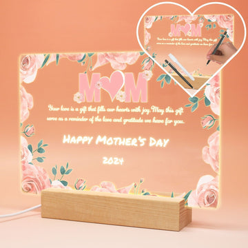 uniqicon mom gifts from daughters son custom Acrylic Desk Plaque Sign With drawing board & Wood LED Stand, Meaningful sentimental gifts for mama mother mom grandma mother in law