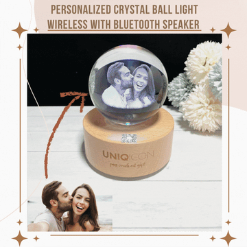Personalized Customized 3D Photo Carving Crystal Ball Speaker Voice Message Engraved Gift Wireless Bluetooth Music Player