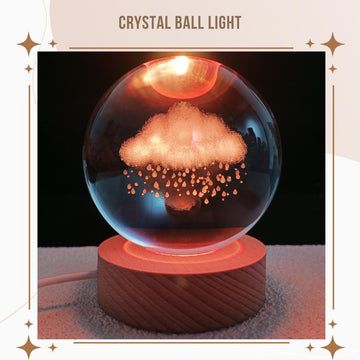 3D Engraving Crystal Ball Cloud LED Light Voice Message Gift Birthday Anniversary Valentine Christmas Graduation Friend Souvenir Corporate Award Recognition Appreciation