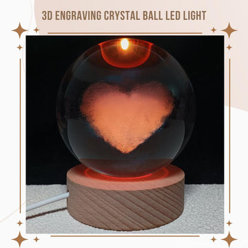 3D Engraving Crystal Ball Heart LED Light Voice Message Gift Birthday Anniversary Valentine Christmas Graduation Friend Souvenir Corporate Award Recognition Appreciation