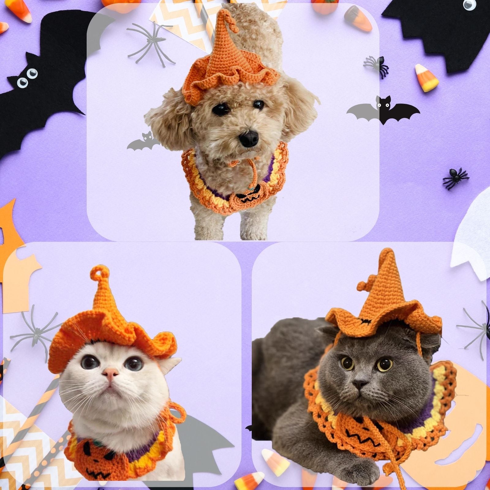dog halloween costume, handmade collar costumes for dogs cat pet medium large small puppy kitten - uniqicon
