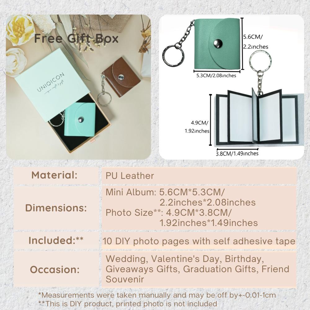 Mini Photo Keychain, DIY Small Custom Leather Memory Photo, Picture Keychains Personalized Album, Mini Cute Key Ring Keychain with Picture Book for Family, Boyfriend, Couples, Dog, Friends - uniqicon