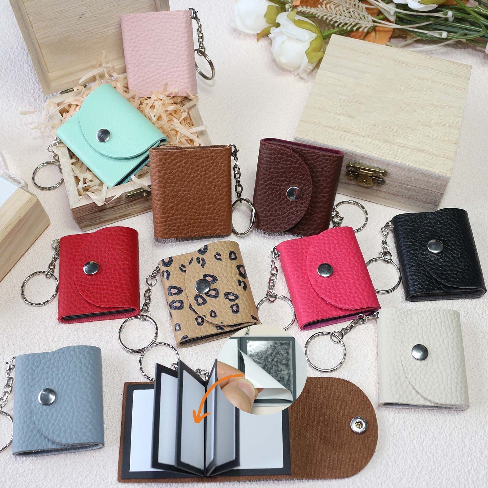Mini Photo Keychain, DIY Small Custom Leather Memory Photo, Picture Keychains Personalized Album, Mini Cute Key Ring Keychain with Picture Book for Family, Boyfriend, Couples, Dog, Friends - uniqicon