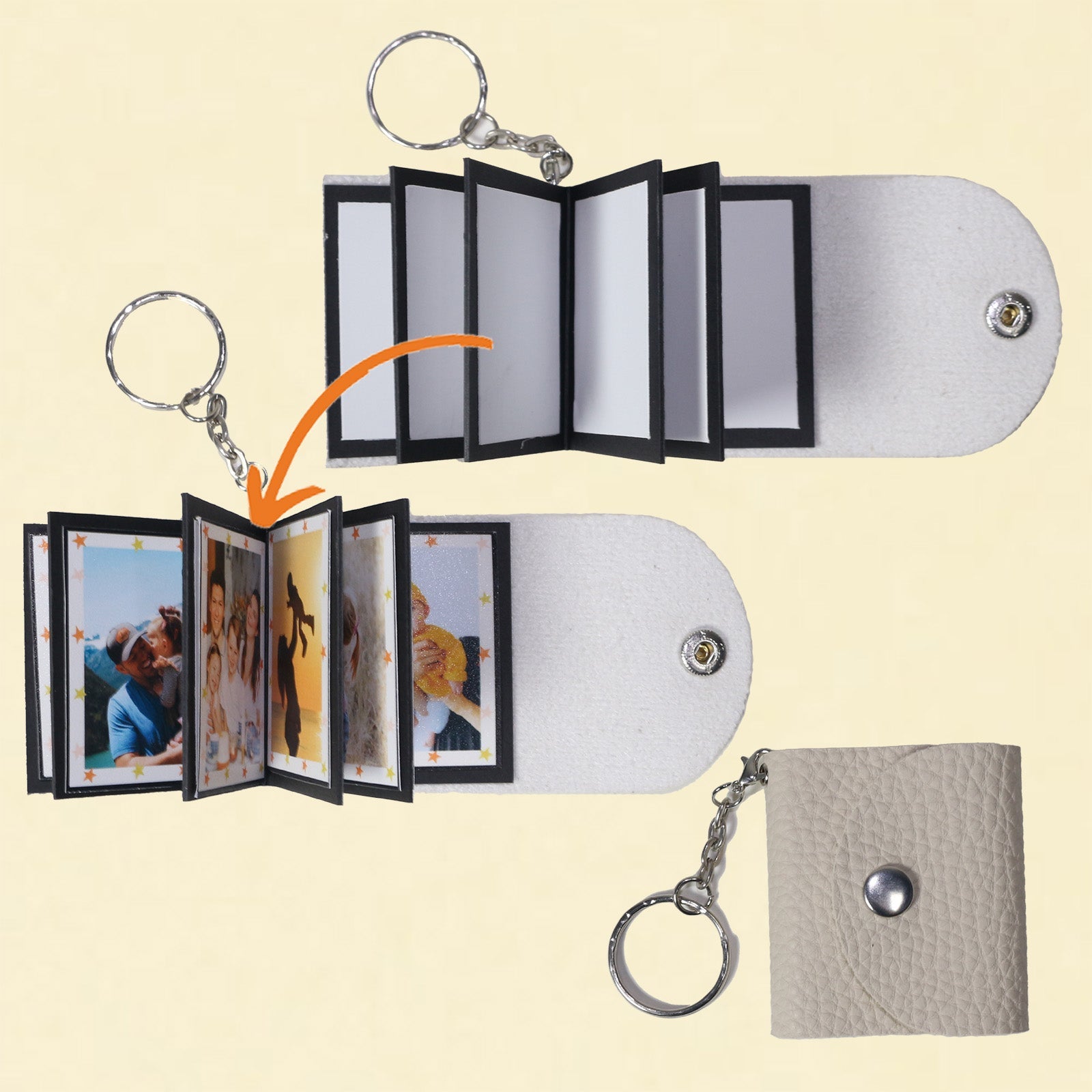 Mini Photo Keychain, DIY Small Custom Leather Memory Photo, Picture Keychains Personalized Album, Mini Cute Key Ring Keychain with Picture Book for Family, Boyfriend, Couples, Dog, Friends - uniqicon