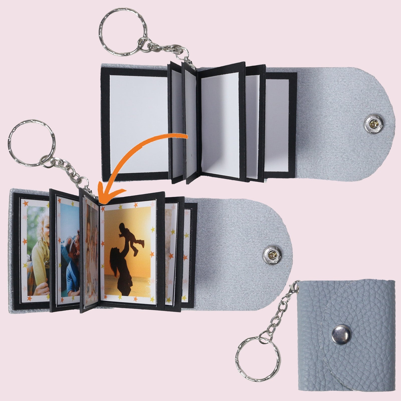 Mini Photo Keychain, DIY Small Custom Leather Memory Photo, Picture Keychains Personalized Album, Mini Cute Key Ring Keychain with Picture Book for Family, Boyfriend, Couples, Dog, Friends - uniqicon