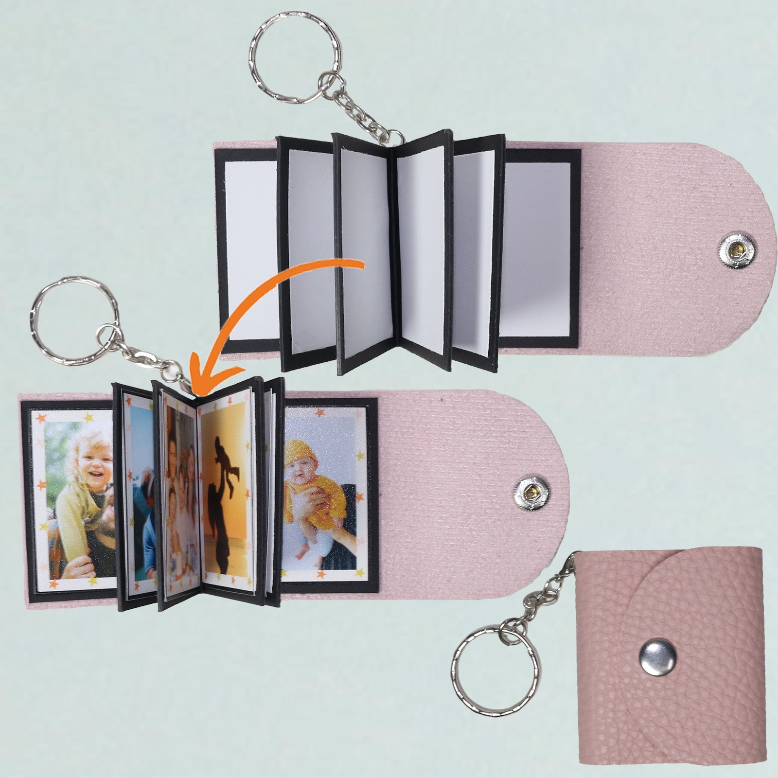 Mini Photo Keychain, DIY Small Custom Leather Memory Photo, Picture Keychains Personalized Album, Mini Cute Key Ring Keychain with Picture Book for Family, Boyfriend, Couples, Dog, Friends - uniqicon