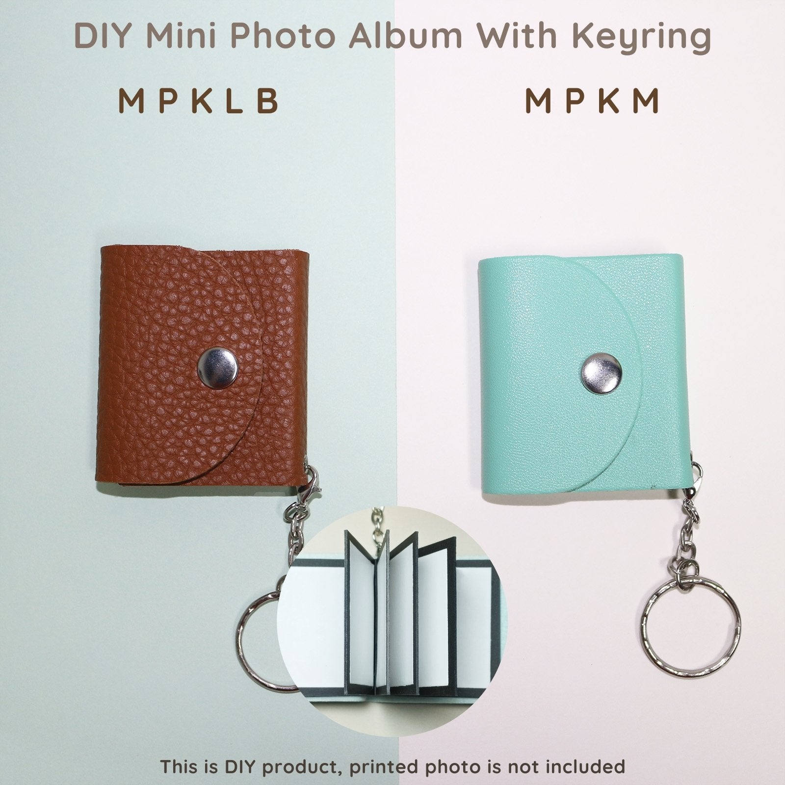 Mini Photo Keychain, DIY Small Custom Leather Memory Photo, Picture Keychains Personalized Album, Mini Cute Key Ring Keychain with Picture Book for Family, Boyfriend, Couples, Dog, Friends - uniqicon