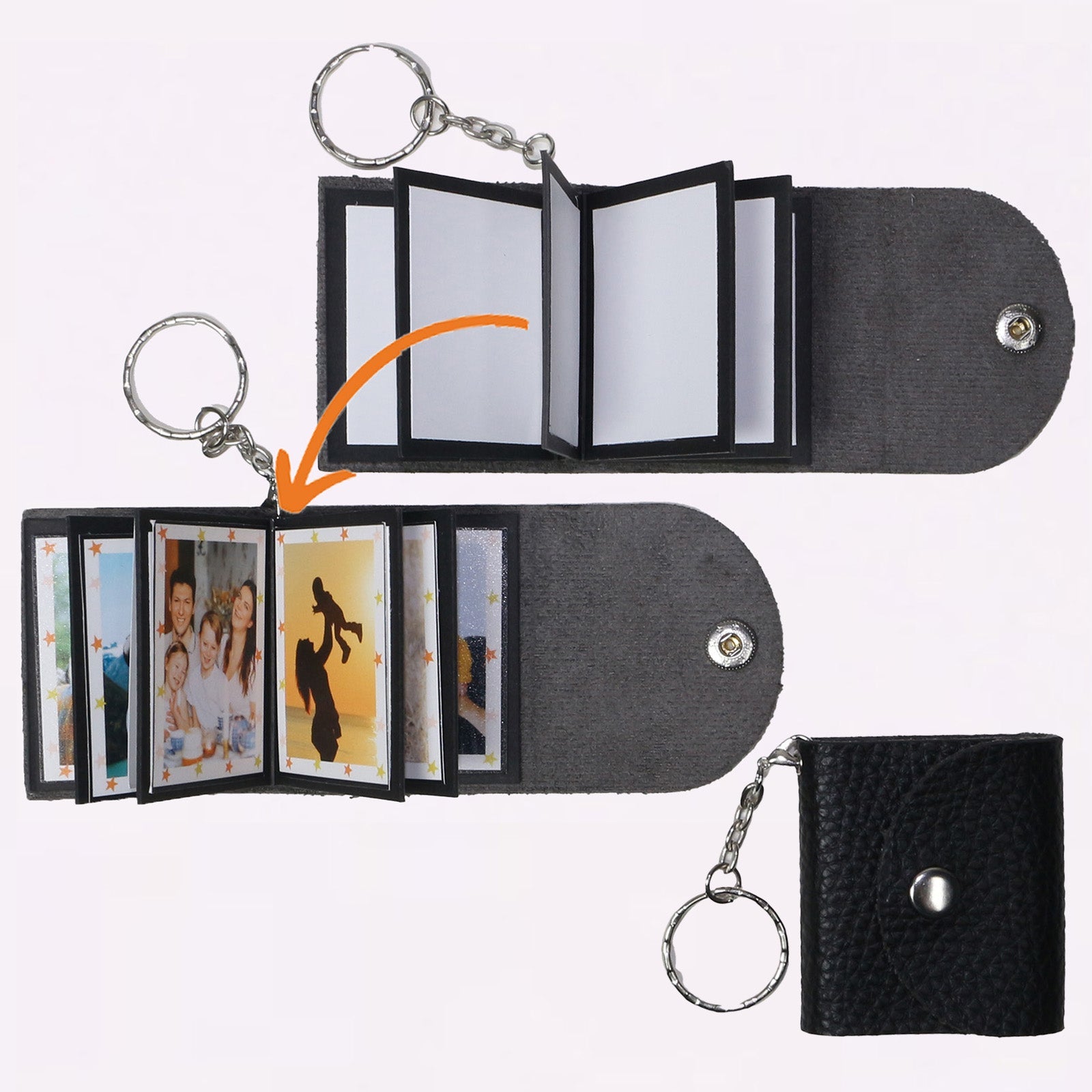 Mini Photo Keychain, DIY Small Custom Leather Memory Photo, Picture Keychains Personalized Album, Mini Cute Key Ring Keychain with Picture Book for Family, Boyfriend, Couples, Dog, Friends - uniqicon
