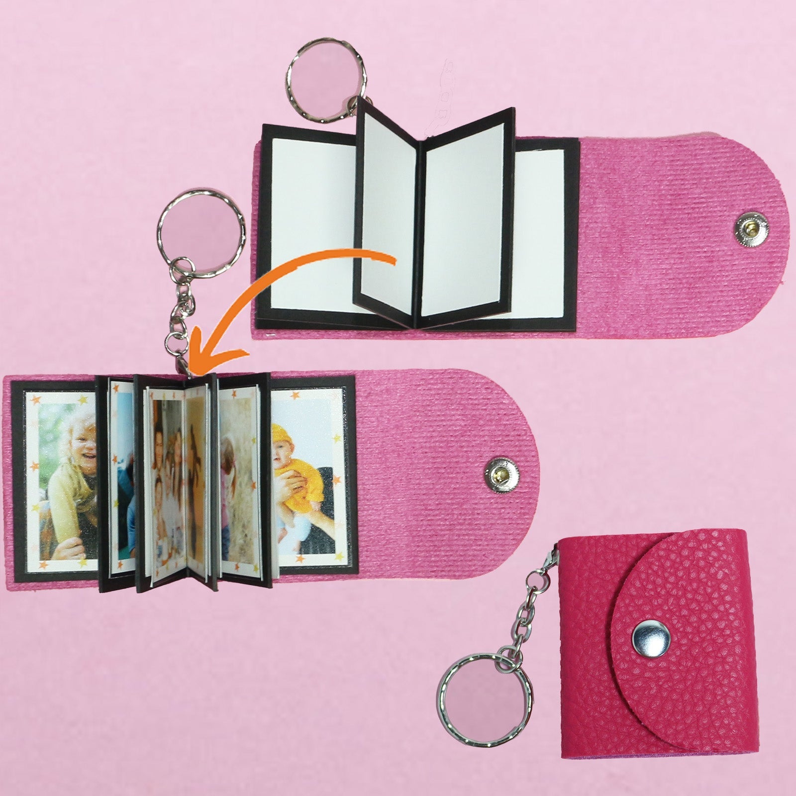 Mini Photo Keychain, DIY Small Custom Leather Memory Photo, Picture Keychains Personalized Album, Mini Cute Key Ring Keychain with Picture Book for Family, Boyfriend, Couples, Dog, Friends - uniqicon