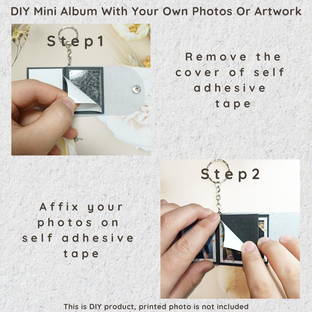 Mini Photo Keychain, DIY Small Custom Leather Memory Photo, Picture Keychains Personalized Album, Mini Cute Key Ring Keychain with Picture Book for Family, Boyfriend, Couples, Dog, Friends - uniqicon