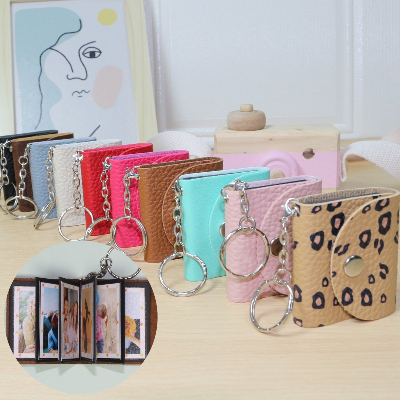 Mini Photo Keychain, DIY Small Custom Leather Memory Photo, Picture Keychains Personalized Album, Mini Cute Key Ring Keychain with Picture Book for Family, Boyfriend, Couples, Dog, Friends - uniqicon