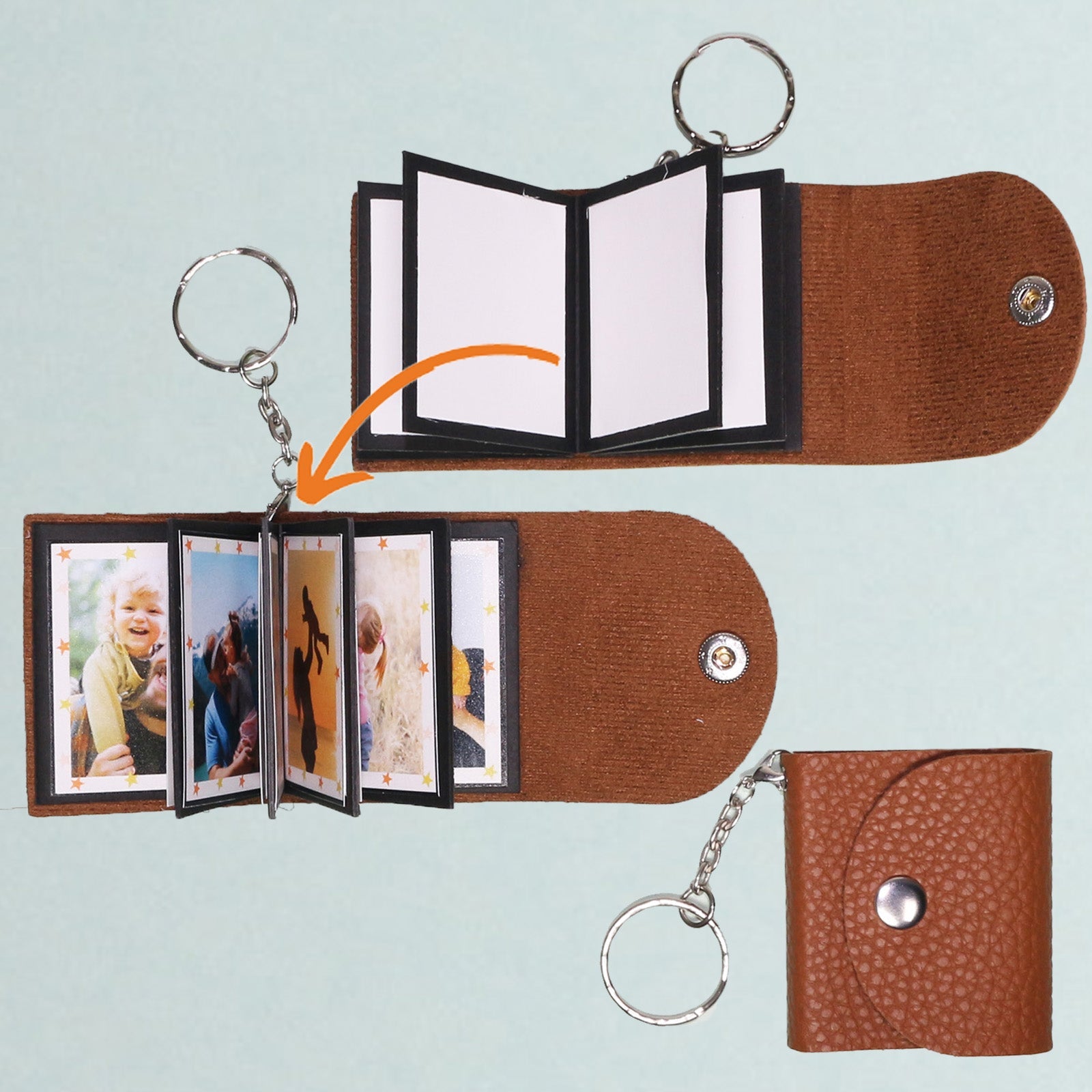 Mini Photo Keychain, DIY Small Custom Leather Memory Photo, Picture Keychains Personalized Album, Mini Cute Key Ring Keychain with Picture Book for Family, Boyfriend, Couples, Dog, Friends - uniqicon