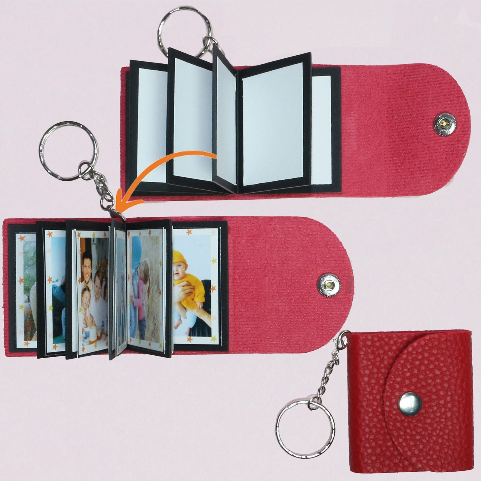 Mini Photo Keychain, DIY Small Custom Leather Memory Photo, Picture Keychains Personalized Album, Mini Cute Key Ring Keychain with Picture Book for Family, Boyfriend, Couples, Dog, Friends - uniqicon
