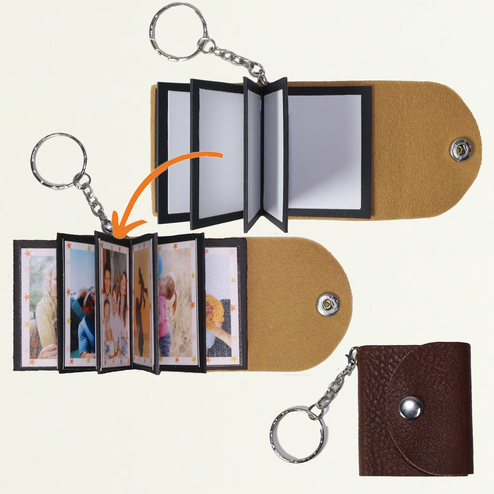 Mini Photo Keychain, DIY Small Custom Leather Memory Photo, Picture Keychains Personalized Album, Mini Cute Key Ring Keychain with Picture Book for Family, Boyfriend, Couples, Dog, Friends - uniqicon