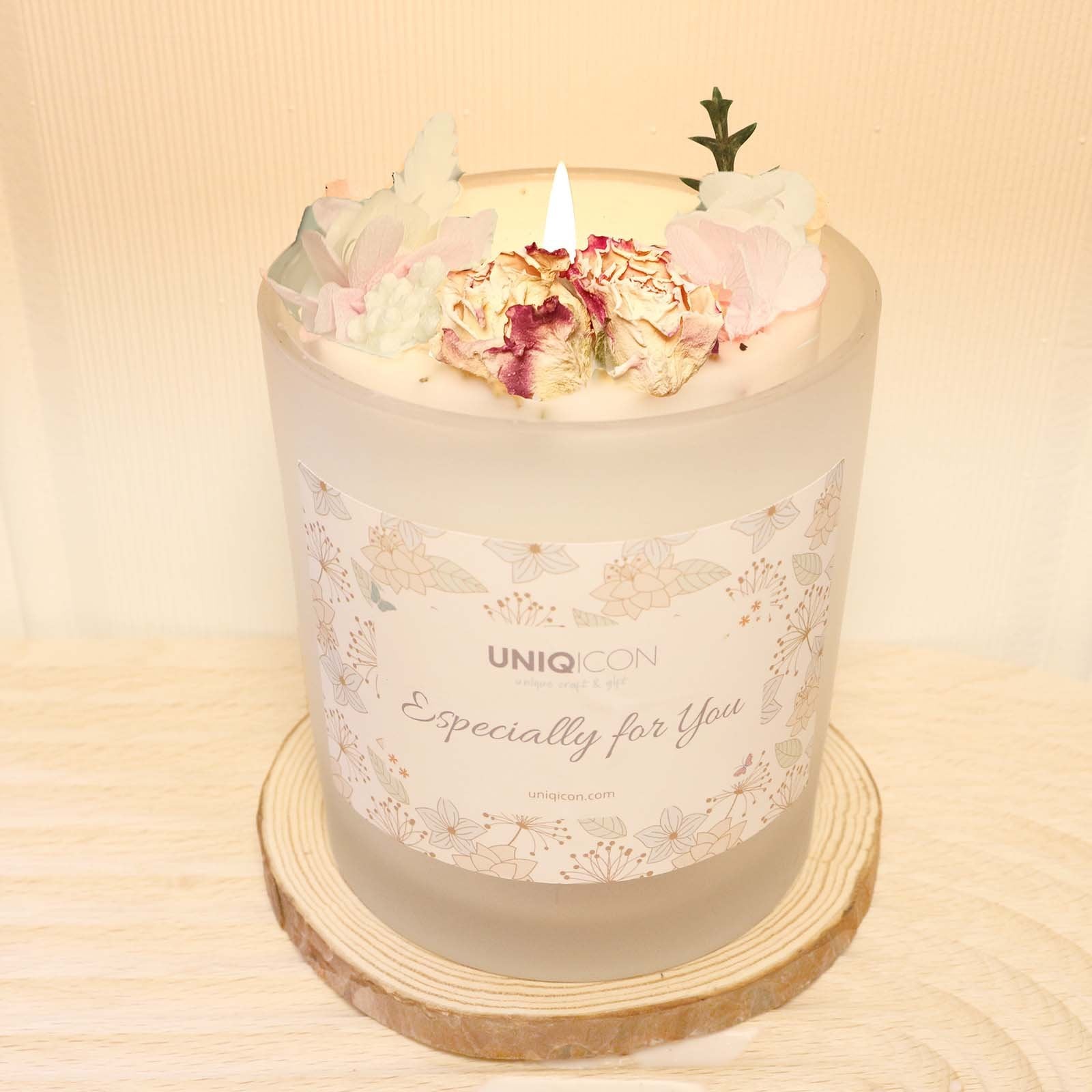 Natural soy scented pillar candles, luxury non toxic white bathroom candle, scented wax romantic rose jar candles aesthetic decorative gifts for women, home - uniqicon