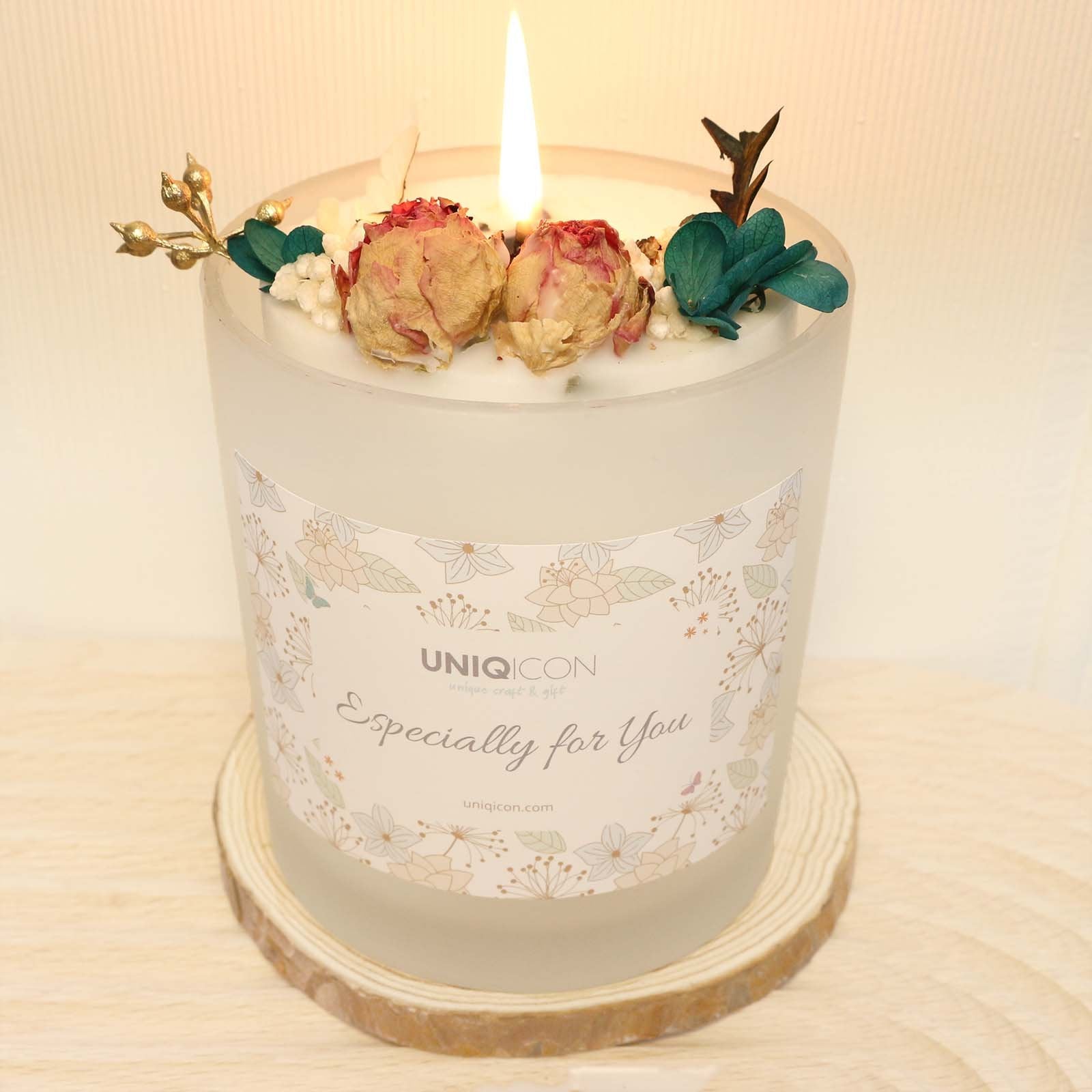 Natural soy scented pillar candles, luxury non toxic white bathroom candle, scented wax romantic rose jar candles aesthetic decorative gifts for women, home - uniqicon
