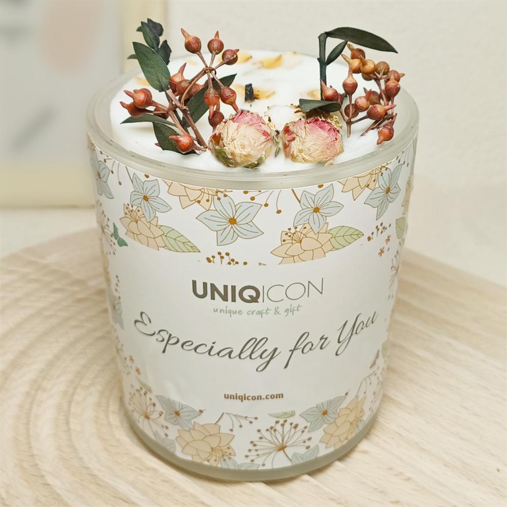Natural soy scented pillar candles, luxury non toxic white bathroom candle, scented wax romantic rose jar candles aesthetic decorative gifts for women, home - uniqicon
