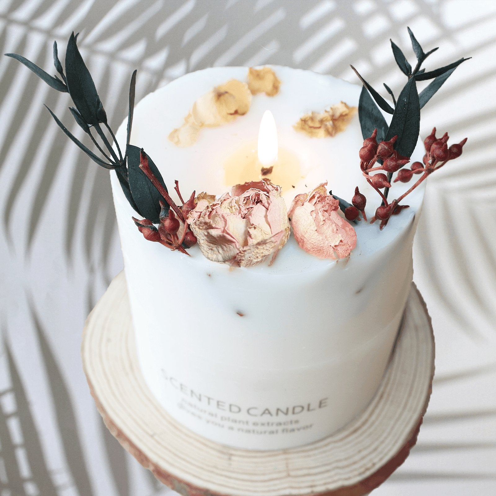 Natural soy scented pillar candles, luxury non toxic white bathroom candle, scented wax romantic rose jar candles aesthetic decorative gifts for women, home - uniqicon