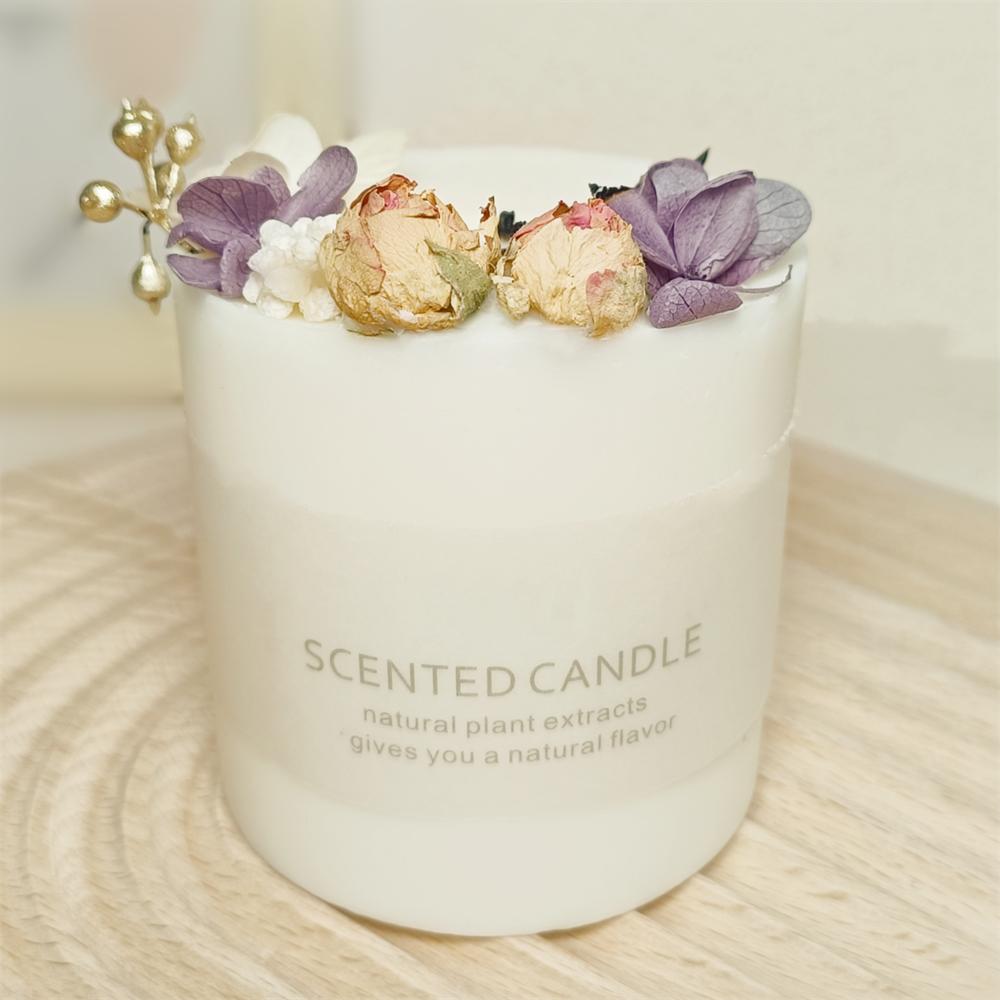 Natural soy scented pillar candles, luxury non toxic white bathroom candle, scented wax romantic rose jar candles aesthetic decorative gifts for women, home - uniqicon