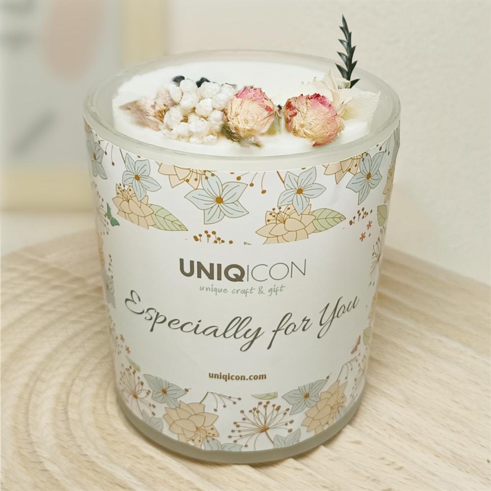 Natural soy scented pillar candles, luxury non toxic white bathroom candle, scented wax romantic rose jar candles aesthetic decorative gifts for women, home - uniqicon