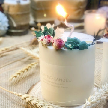 Natural soy scented pillar candles, luxury non toxic white bathroom candle, scented wax romantic rose jar candles aesthetic decorative gifts for women, home