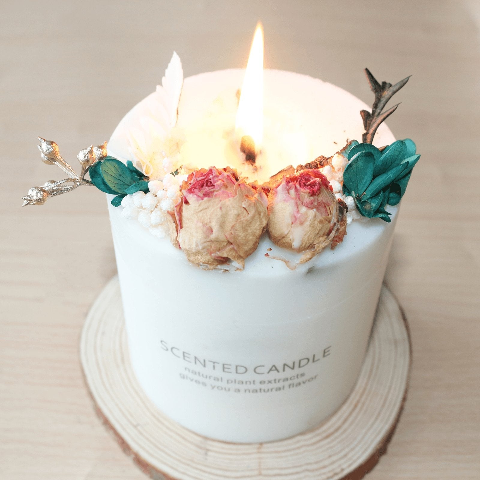 Natural soy scented pillar candles, luxury non toxic white bathroom candle, scented wax romantic rose jar candles aesthetic decorative gifts for women, home - uniqicon