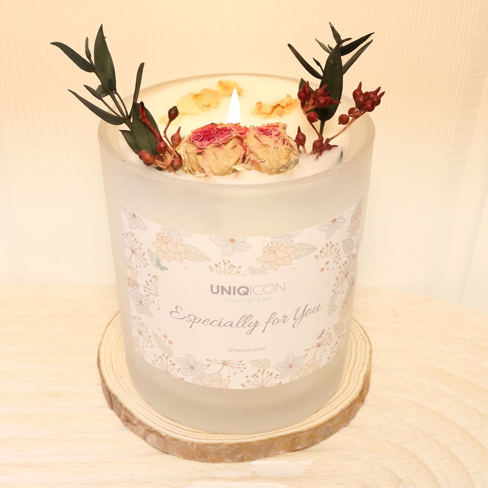 Natural soy scented pillar candles, luxury non toxic white bathroom candle, scented wax romantic rose jar candles aesthetic decorative gifts for women, home - uniqicon