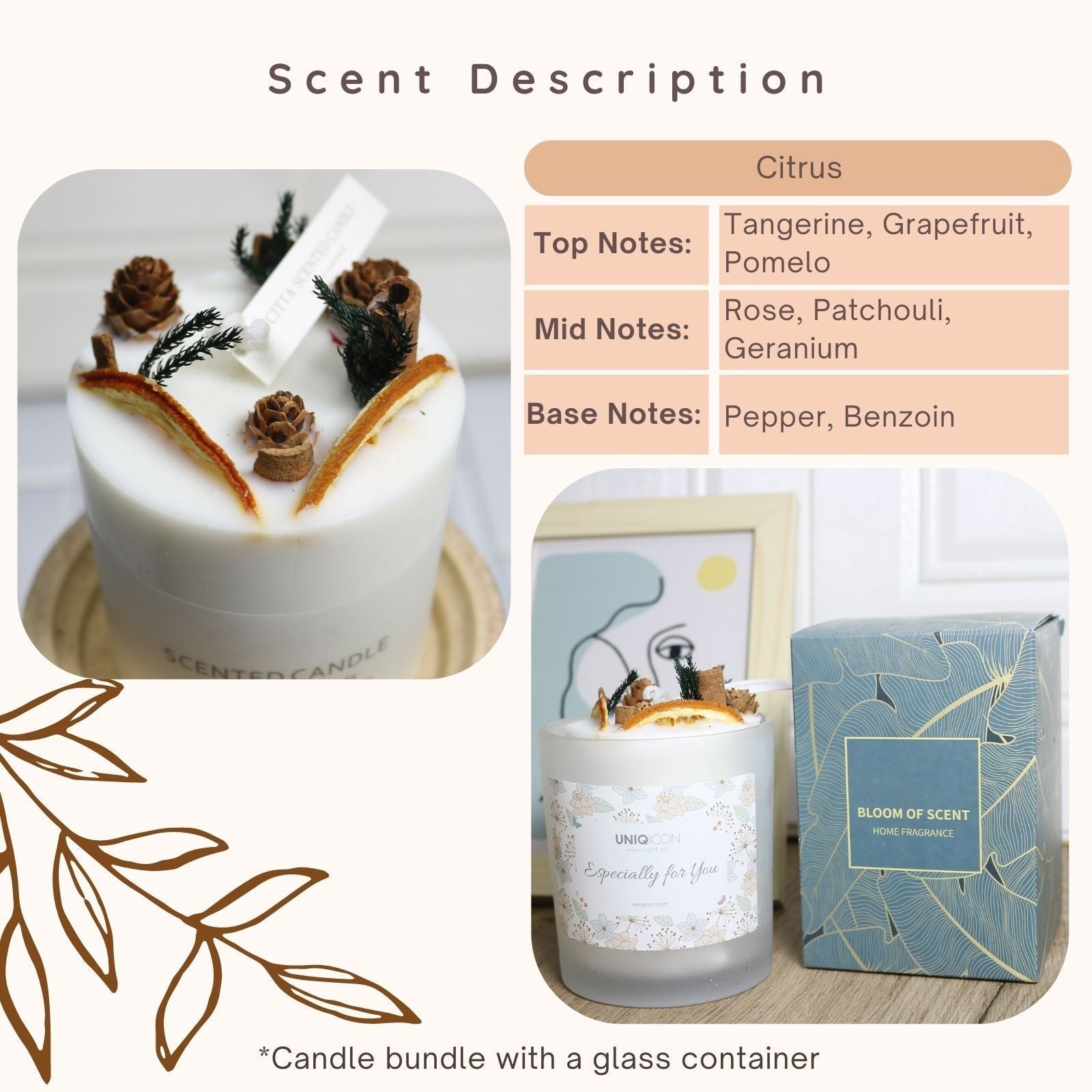 Natural soy scented pillar candles, luxury non toxic white bathroom candle, scented wax romantic rose jar candles aesthetic decorative gifts for women, home - uniqicon