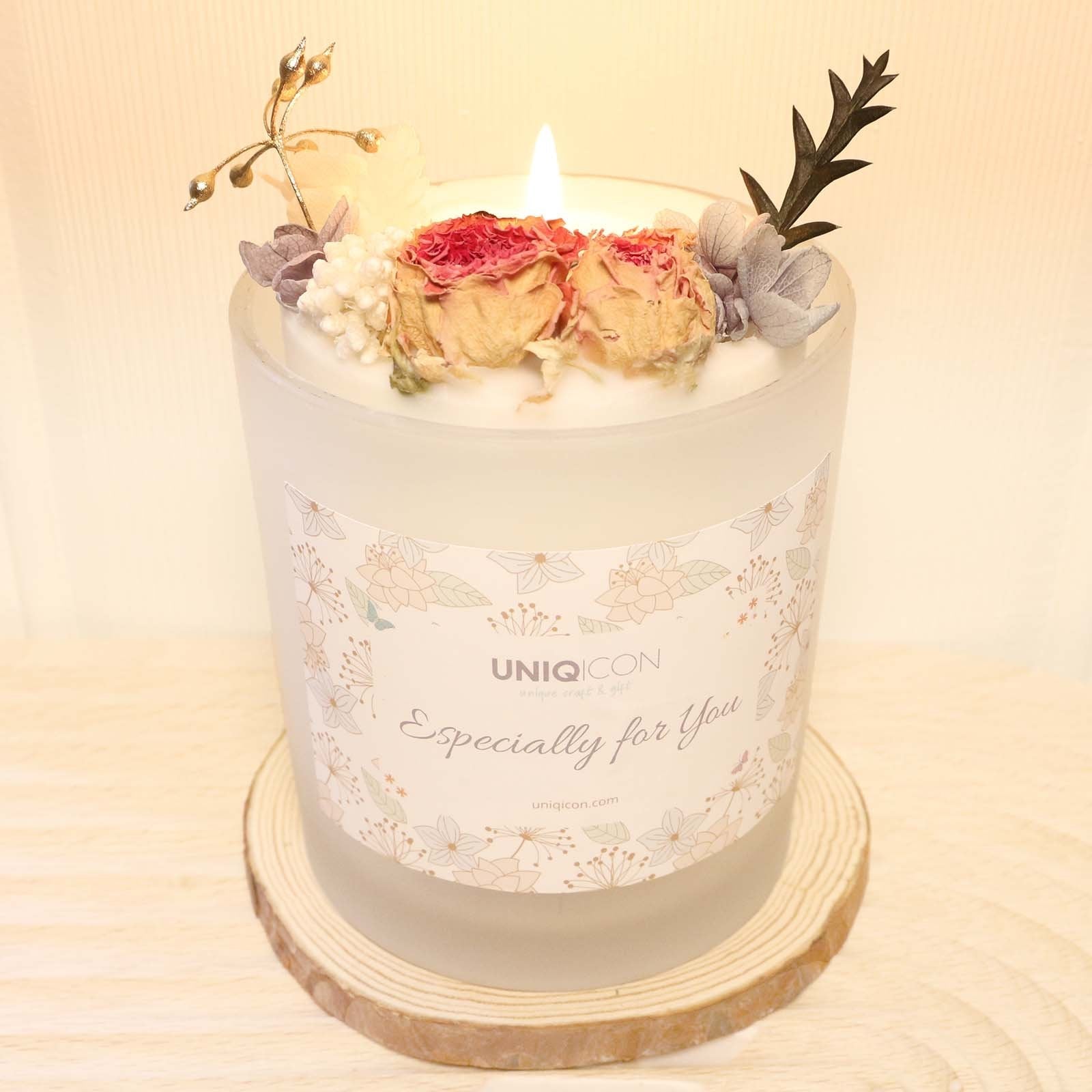 Natural soy scented pillar candles, luxury non toxic white bathroom candle, scented wax romantic rose jar candles aesthetic decorative gifts for women, home - uniqicon