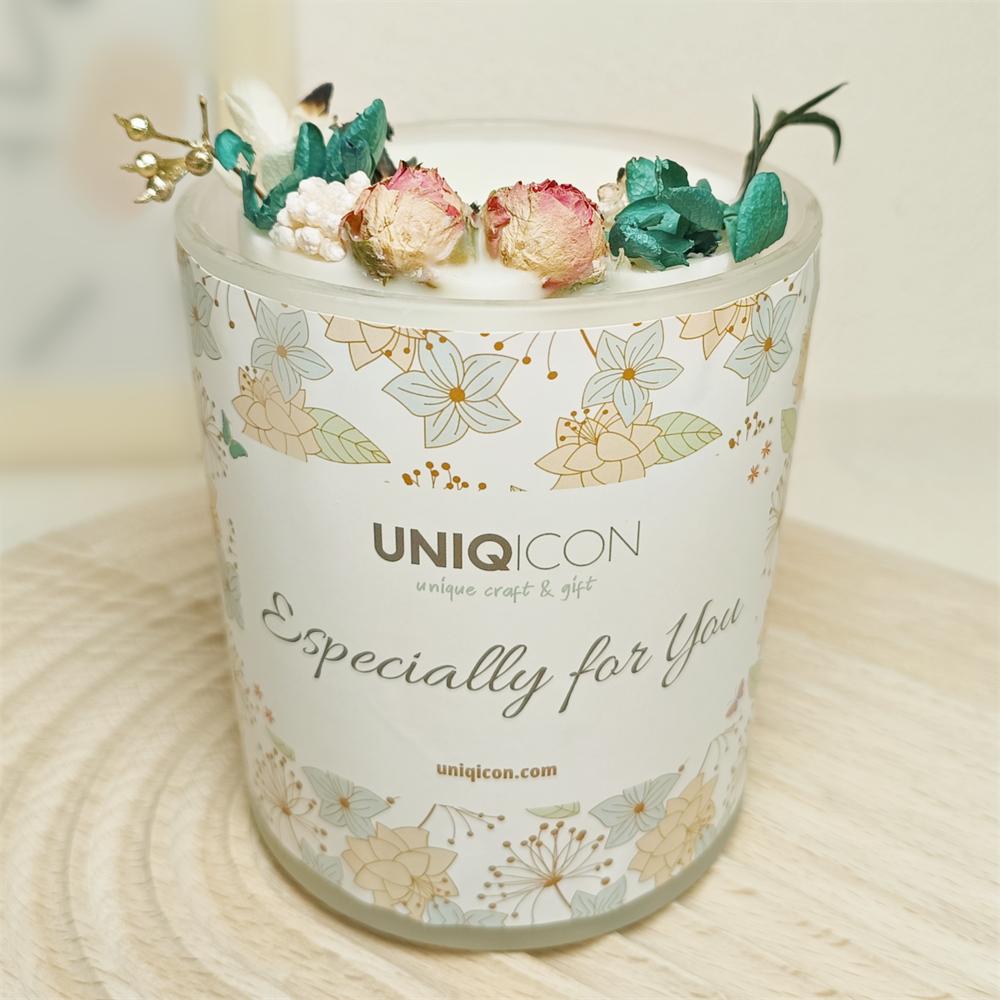 Natural soy scented pillar candles, luxury non toxic white bathroom candle, scented wax romantic rose jar candles aesthetic decorative gifts for women, home - uniqicon