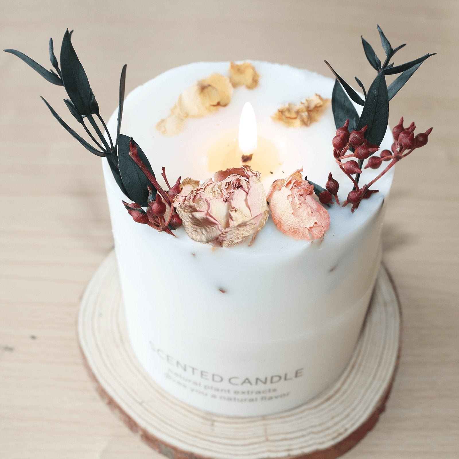 Natural soy scented pillar candles, luxury non toxic white bathroom candle, scented wax romantic rose jar candles aesthetic decorative gifts for women, home - uniqicon