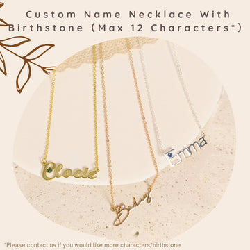 Personalized Customized Name Pendant Necklace With Birthstone Dainty 925 Sterling Silver/Copper/Stainless Steel Voice Message Birthday Valentine's Day Christmas Graduation Friend Anniversary Gift Souvenir