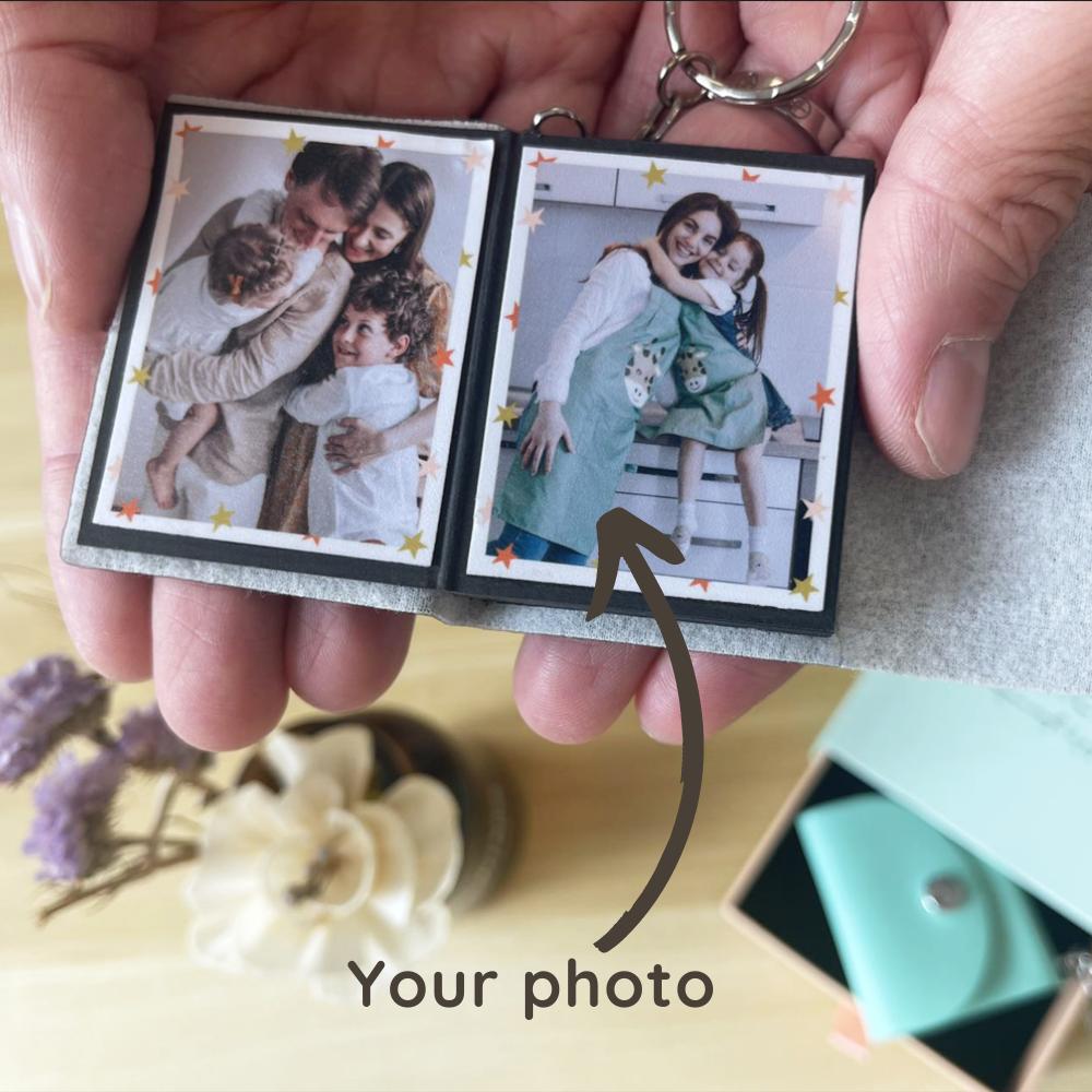 Personalized Mini Photo Keychain, Small Custom Leather Memory Photo, Picture Keychains Personalized Album, Mini Cute Key Ring Keychain with Picture Book for Family, Boyfriend, Couples, Dog, Friends - uniqicon