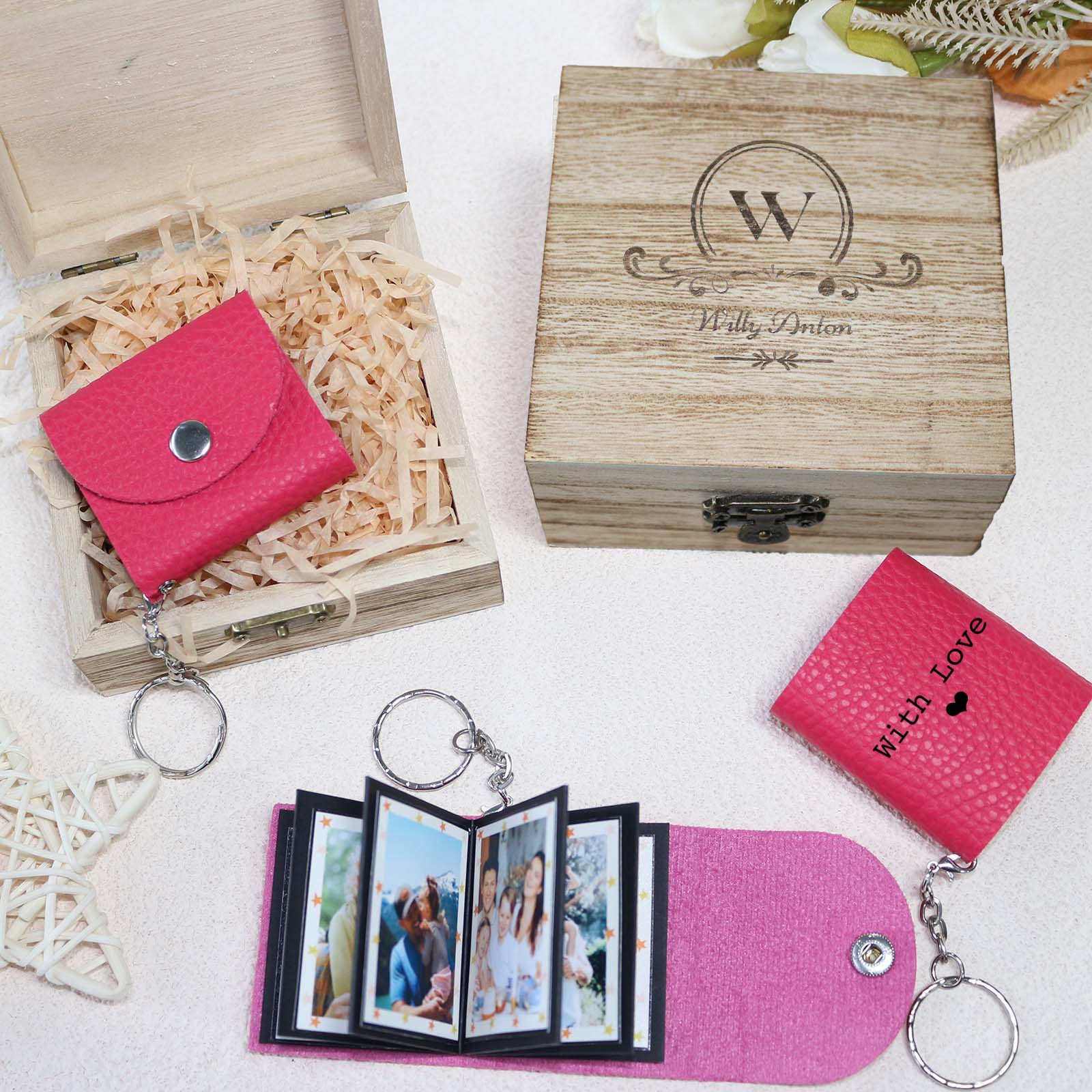Personalized Mini Photo Keychain, Small Custom Leather Memory Photo, Picture Keychains Personalized Album, Mini Cute Key Ring Keychain with Picture Book for Family, Boyfriend, Couples, Dog, Friends - uniqicon