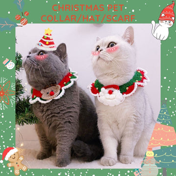 Uniqicon Santa Cat Hat Christmas Costume Dogs Hats Costumes Pets Scarf Outfit Xmas Suit Handmade Knitted Cosplay Pet Clothes Suitable for Large, Medium, and Small Breed