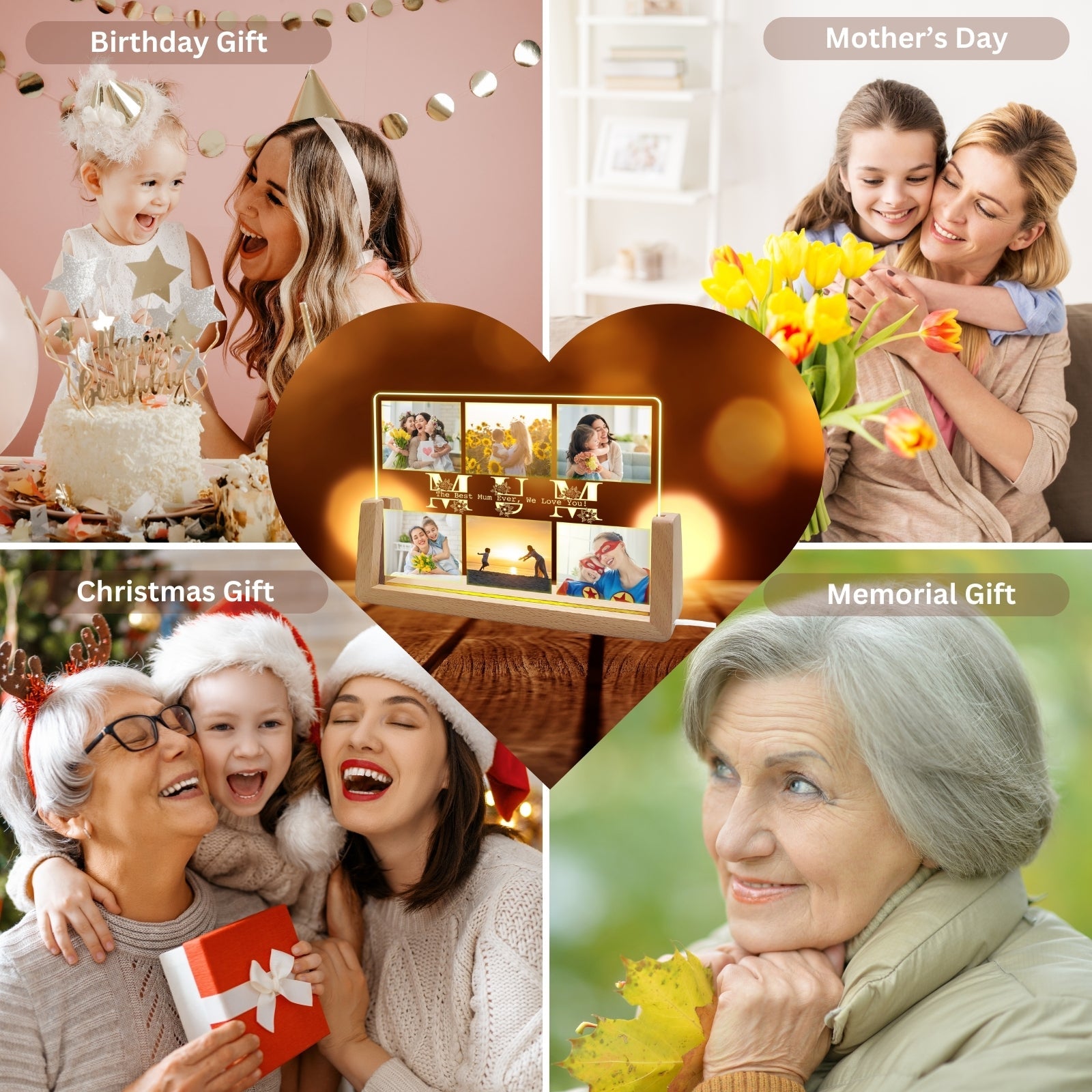 Best Gifts from Kids for Mum Birthday,Personalised Picture Mothers Day Photo Frames Multiple Pictures Mummy To Be Decorations,Presents On Her Mums Frame Gift Step Mother'S In Law - uniqicon