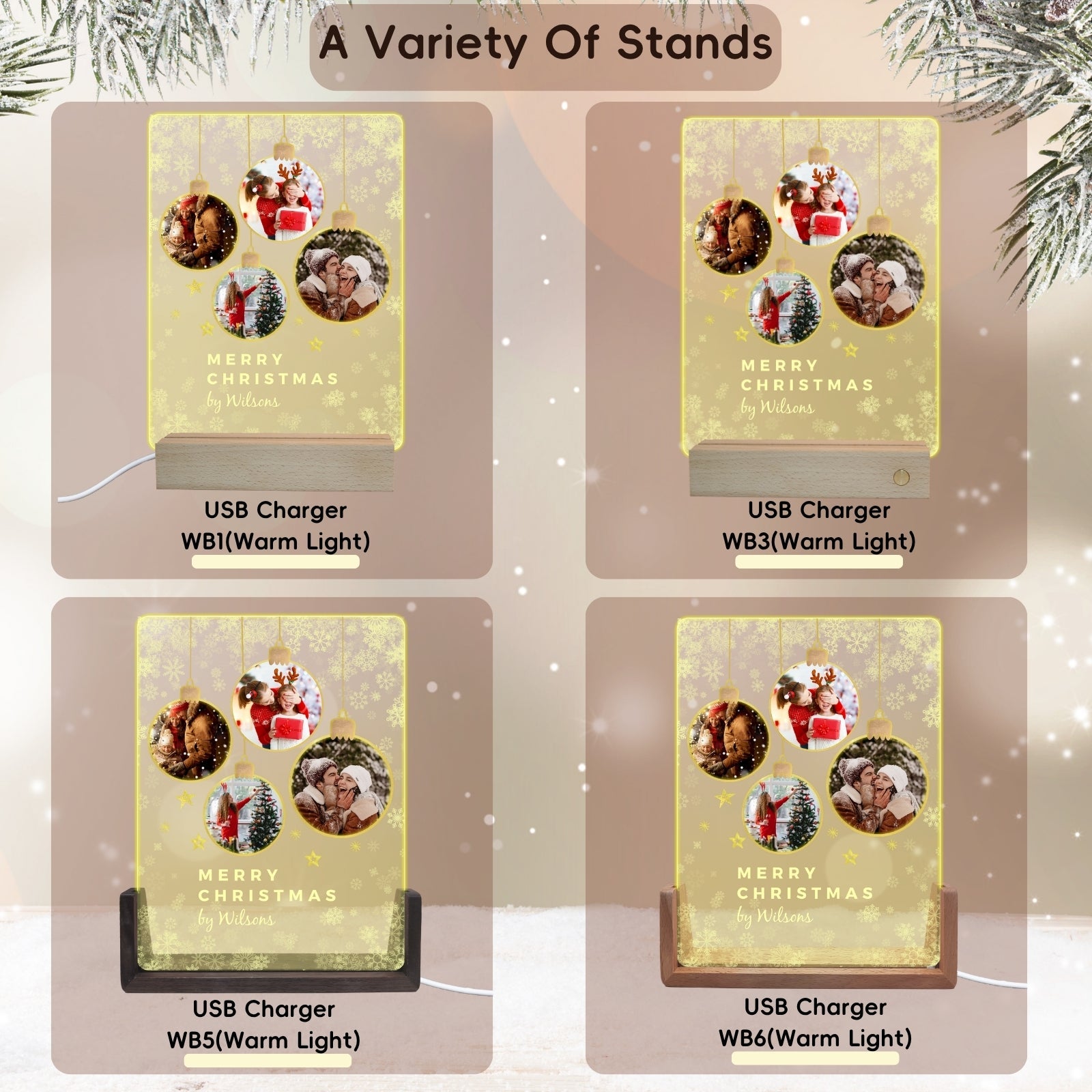 Customised Christmas Acrylic Picture Plaque with Lights,Light Up Multiple Photo Frame Personalised Family Gifts for Son Daughter Kids Brother,Birthday Memorial for Girlfriend Boyfriend - uniqicon