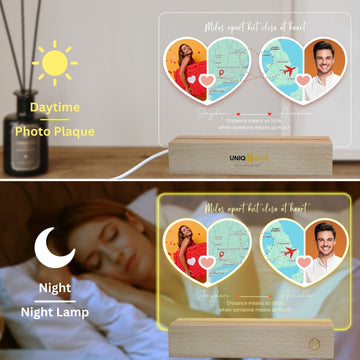 Customised Photo Gifts with LED Frame for Him Her, Long Distance Couple Valentines Day Wedding Anniversary Engagement Gift, I Love You Soulmate Boyfriend Future Husband Romantic Decor - uniqicon