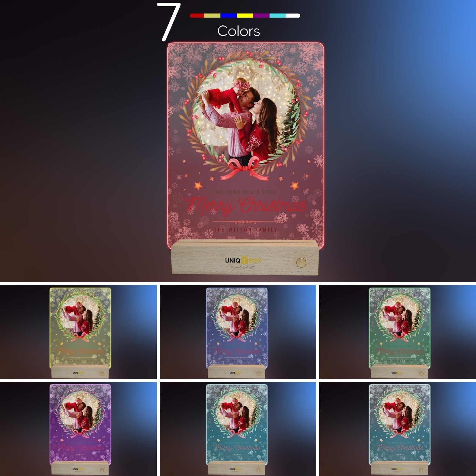 Customised Photo Night Light with Base, Christmas Light Lamp for Son Daughter Kids from Dad Mum, Personalised LED photo night light,Christmas Anniversary Birthday Gift for Her Him Grilfriend Boyfriend - uniqicon