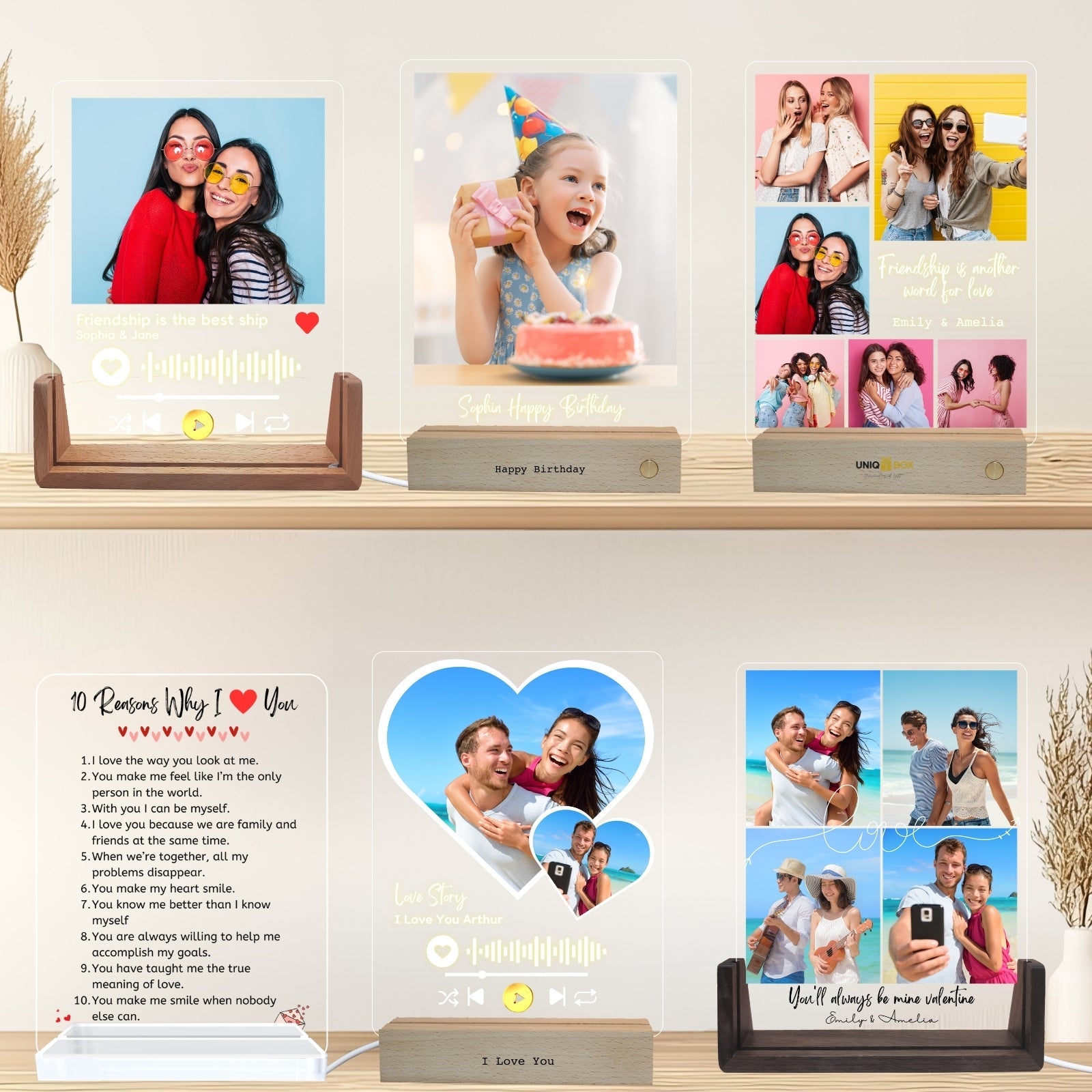 I Love You Gifts for Him Her, Personalised Reasons Why I Love You Acrylic Plaque with LED Light,Anniversary Romantic Gifts for Couple, Sentimental Birthday Gift for Boyfriend Girlfriend Husband Wife - uniqicon