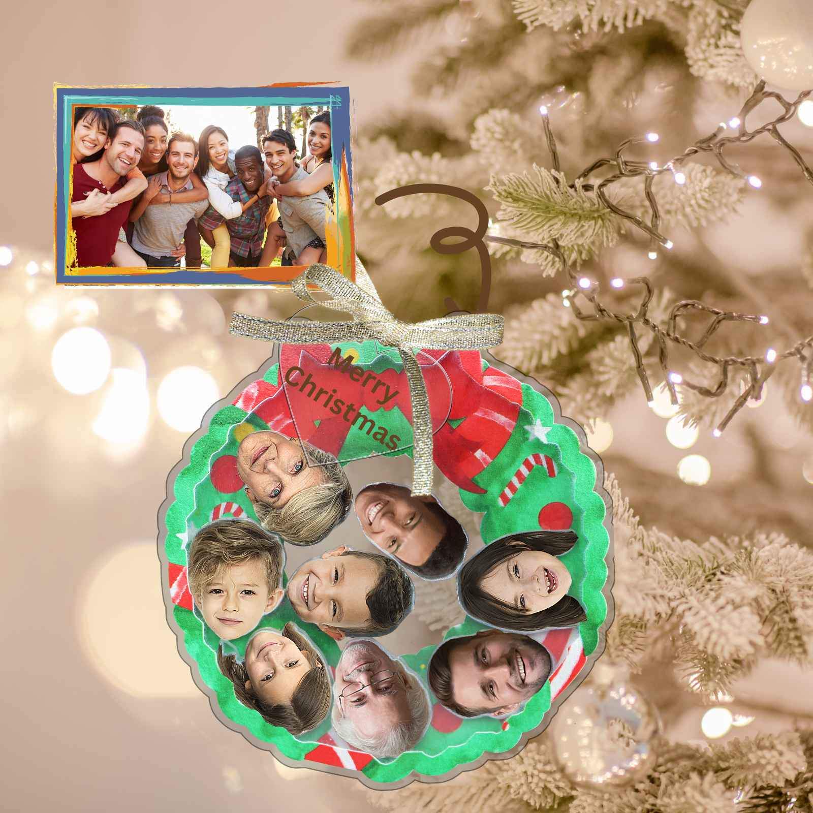 Personalized Photo Shaker Ornaments, 2024 Christmas Ball Tree Decorations Acrylic Bauble Ornament With Name Using My Photo, Xmas Décor Ornaments Personalized Memories For Christmas Family Keepsake - uniqicon