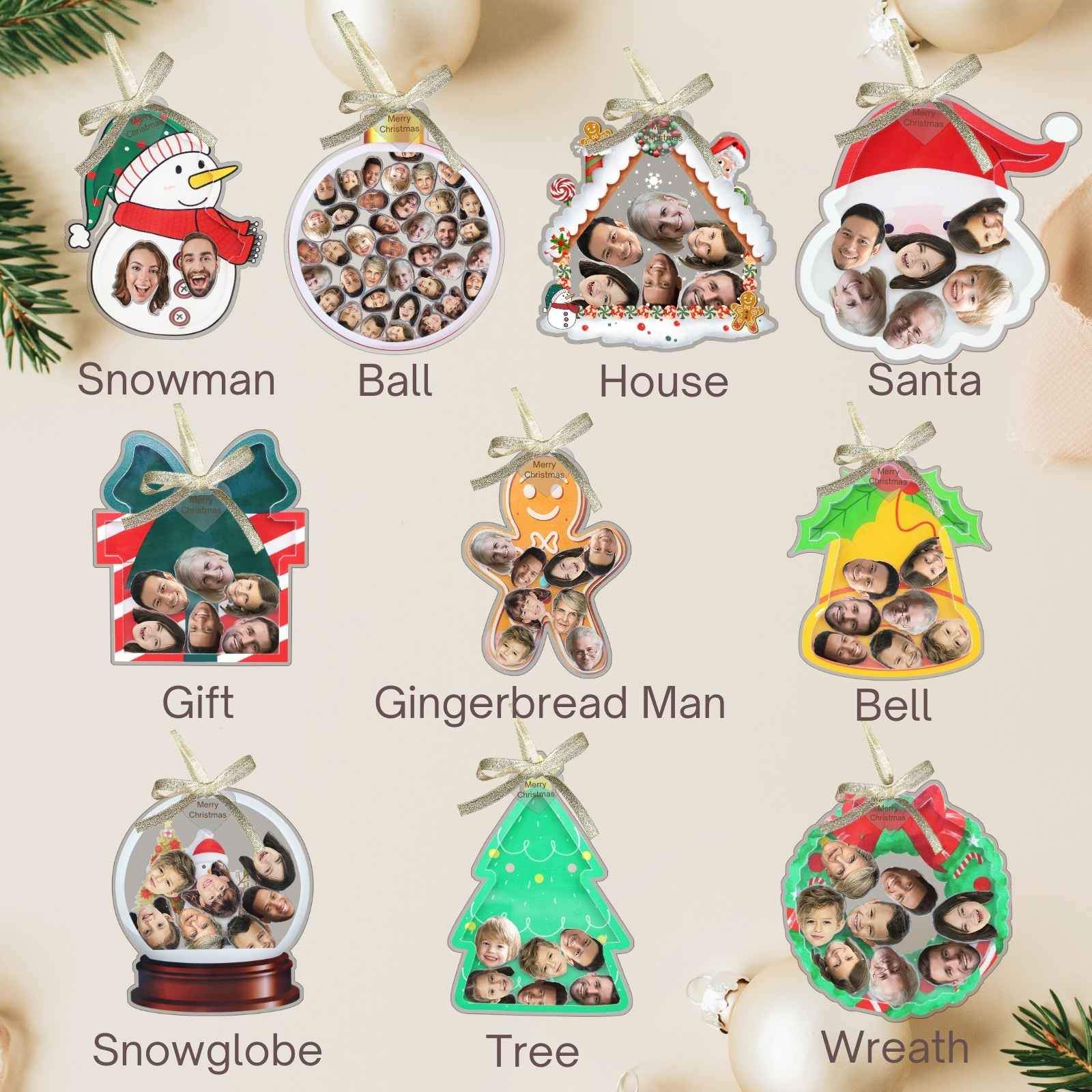 Personalized Photo Shaker Ornaments, 2024 Christmas Ball Tree Decorations Acrylic Bauble Ornament With Name Using My Photo, Xmas Décor Ornaments Personalized Memories For Christmas Family Keepsake - uniqicon