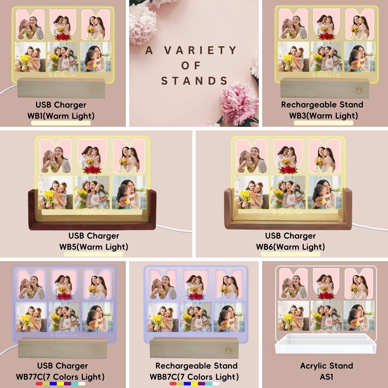 Personalised Mothers Day Multiple Photo Frames,Picture Gifts for Mum Birthday, Mother And Daughter Keepsake, Presents On Her Mums Best Birthday from Kids - uniqicon