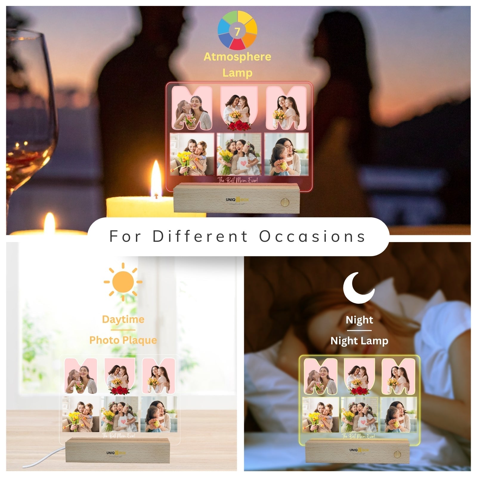 Personalised Mothers Day Multiple Photo Frames,Picture Gifts for Mum Birthday, Mother And Daughter Keepsake, Presents On Her Mums Best Birthday from Kids - uniqicon