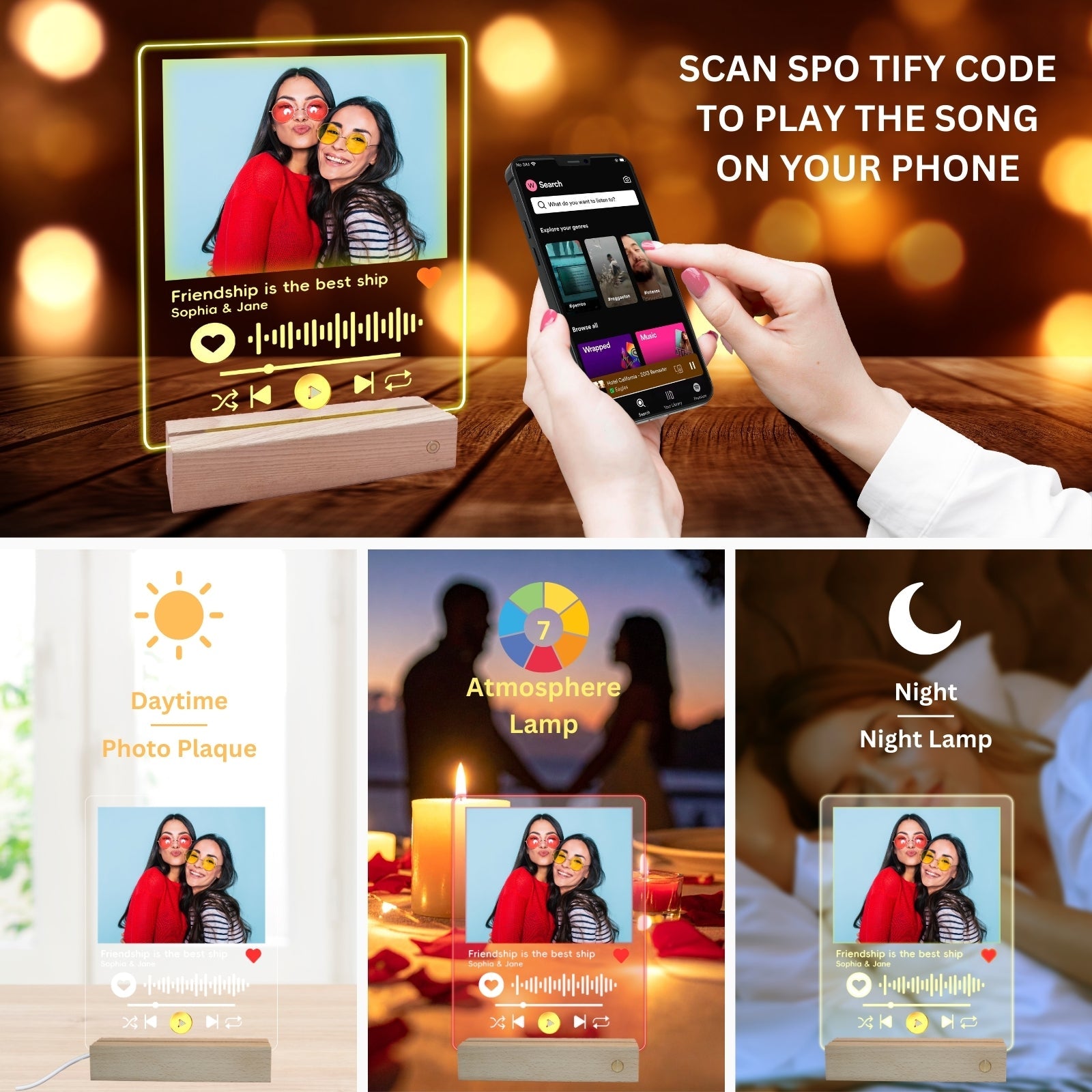Personalised Spotify Friend Plaque — Best Friend Birthday with Voice Message - uniqicon